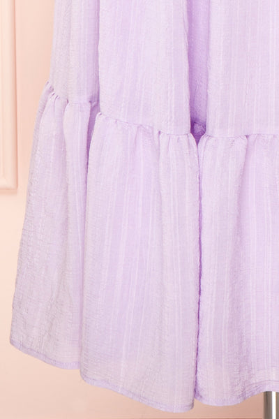 Abra Lavender Tiered Midi Dress With Puff Sleeves | Boutique 1861 bottom