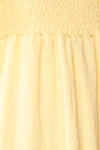 Abra Yellow Tiered Midi Dress w/ Puffy Sleeves | Boutique 1861 fabric