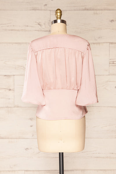 Abru Blush Pink 3/4 Sleeve Cropped Blouse | La petite garçonne back view