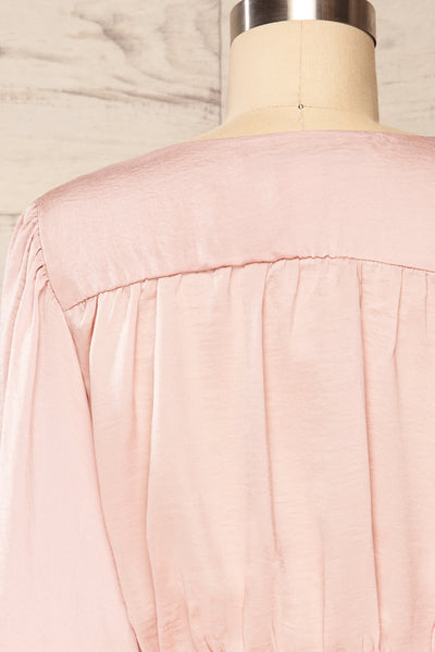 Abru Blush Pink 3/4 Sleeve Cropped Blouse | La petite garçonne back close up