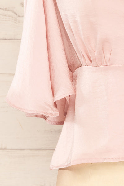 Abru Blush Pink 3/4 Sleeve Cropped Blouse | La petite garçonne sleeve