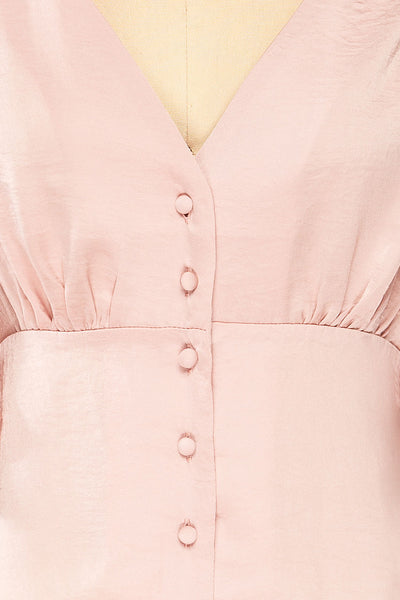 Abru Blush Pink 3/4 Sleeve Cropped Blouse | La petite garçonne details