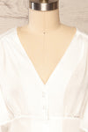 Abru White 3/4 Sleeve Cropped Blouse | La petite garçonne front close up