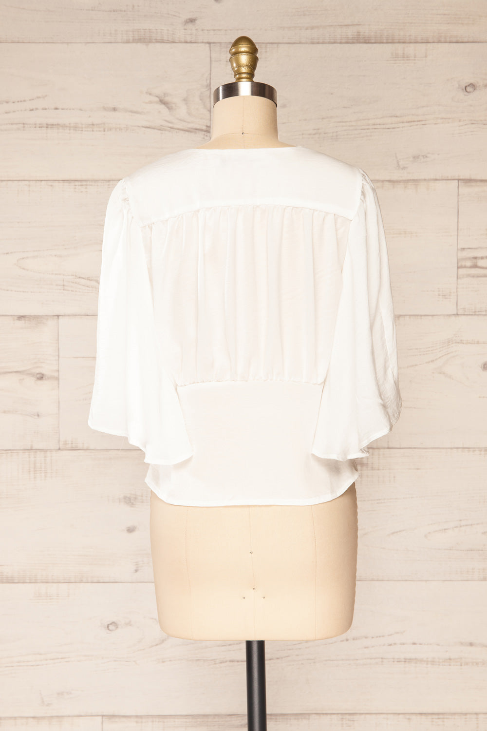 Abru White 3/4 Sleeve Cropped Blouse | La petite garçonne back view