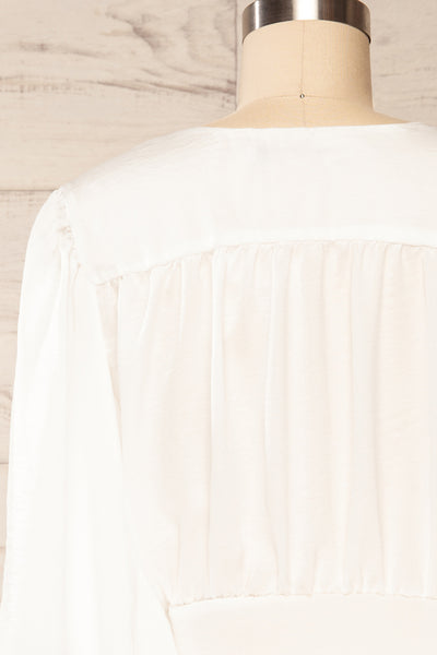 Abru White 3/4 Sleeve Cropped Blouse | La petite garçonne back close up