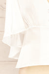 Abru White 3/4 Sleeve Cropped Blouse | La petite garçonne sleeve