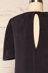 Aby Black Short T-Shirt Dress w/ Round Collar | La petite garçonne back close up