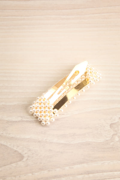 Acanthe Set of Golden Pearl Studded Barrettes | La Petite Garçonne 4