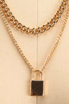 Acarus Or Gold Chain Necklace with Padlock close-up | La Petite Garçonne