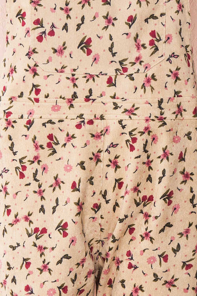 Acaste Beige Floral Denim Overalls | La petite garçonne fabric