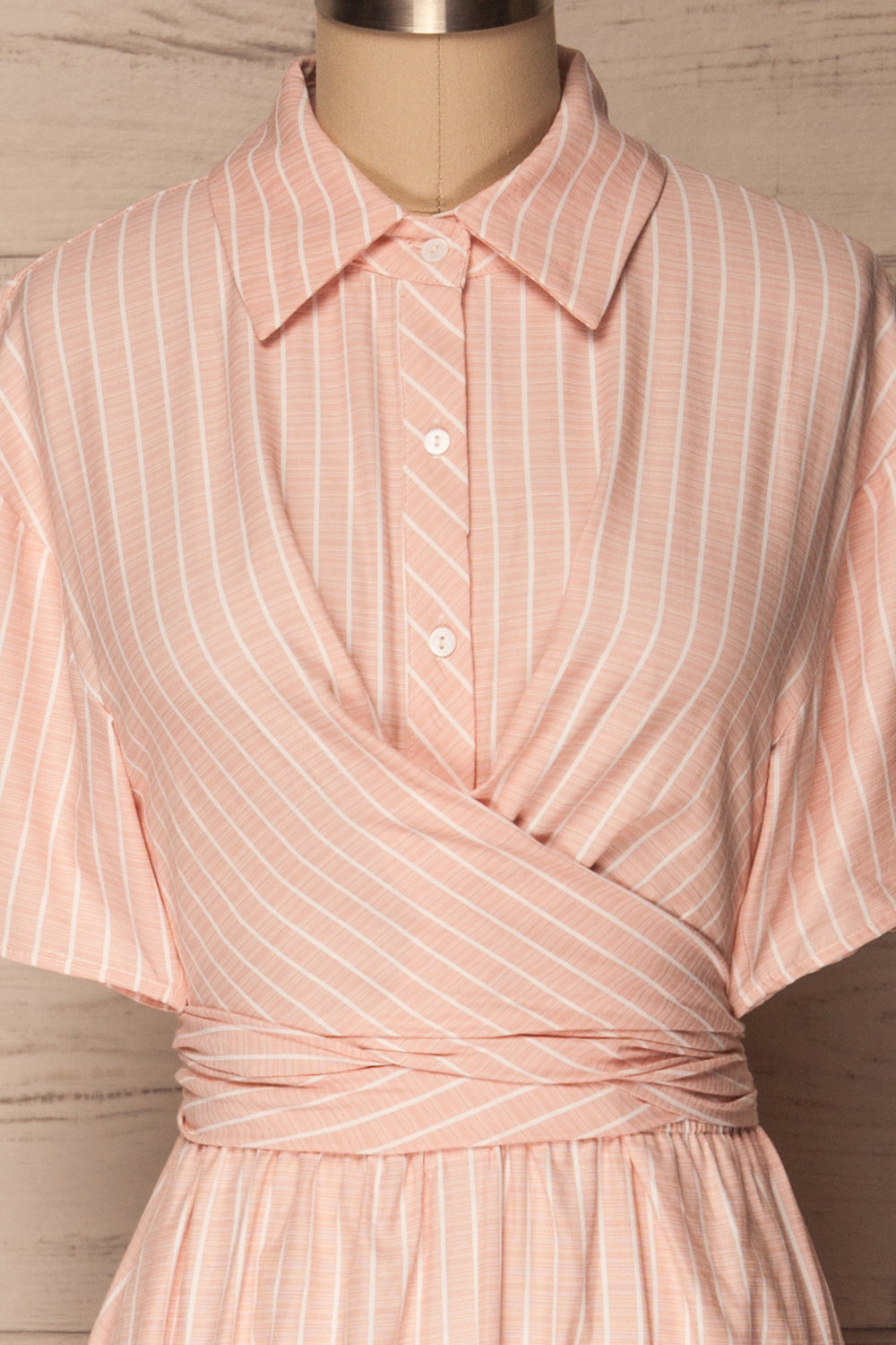 Accrington Pink Striped Button-Up A-Line Summer Dress | Boutique 1861 4