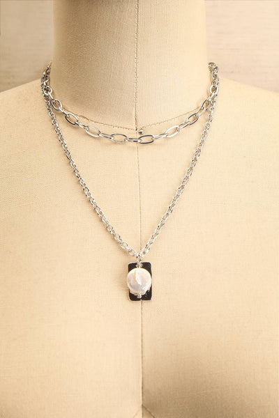 Acrius Silver Layered Chain Necklace w Pendants | La Petite Garçonne 1