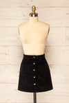 Acy Black Short Corduroy Skirt w/ Buttons | La petite garçonne front view