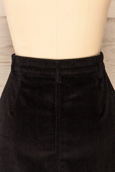 Acy Black Short Corduroy Skirt w/ Buttons | La petite garçonne back close-up