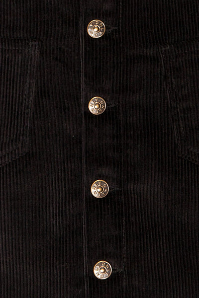 Acy Black Short Corduroy Skirt w/ Buttons | La petite garçonne fabric