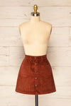 Acy Brick Short Corduroy Skirt w/ Buttons | La petite garçonne front view