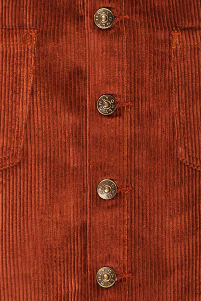Acy Brick Short Corduroy Skirt w/ Buttons | La petite garçonne fabric