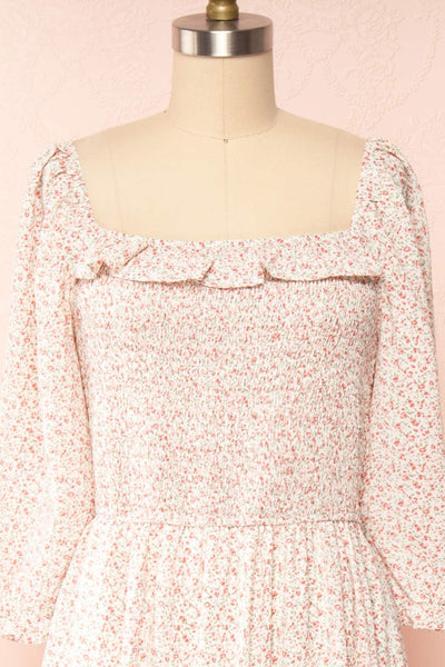 Adaline Square Neck Floral Midi Dress | Boutique 1861 front close up