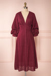 Adalynn Bourgogne Lace Midi A-Line Dress | Boutique 1861