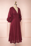 Adalynn Bourgogne Lace Midi A-Line Dress side view | Boutique 1861