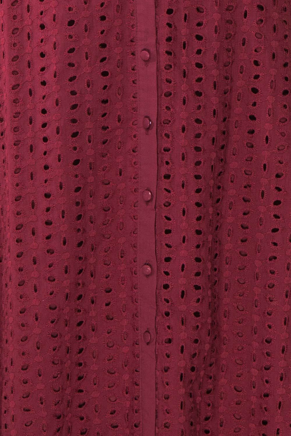Adalynn Bourgogne Lace Midi A-Line Dress fabric | Boutique 1861