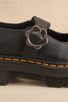 Addina Flower Buckle Leather Platform Shoes | La petite garçonne side close-up