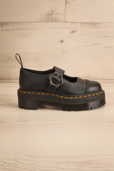 Addina Flower Buckle Leather Platform Shoes | La petite garçonne side view