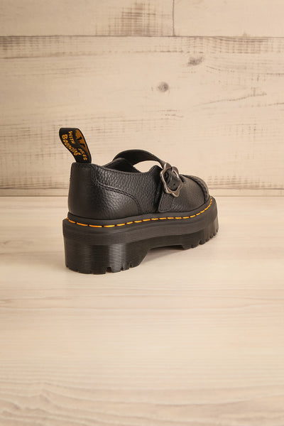 Addina Flower Buckle Leather Platform Shoes | La petite garçonne back view