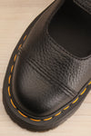 Addina Flower Buckle Leather Platform Shoes | La petite garçonne flat close-up