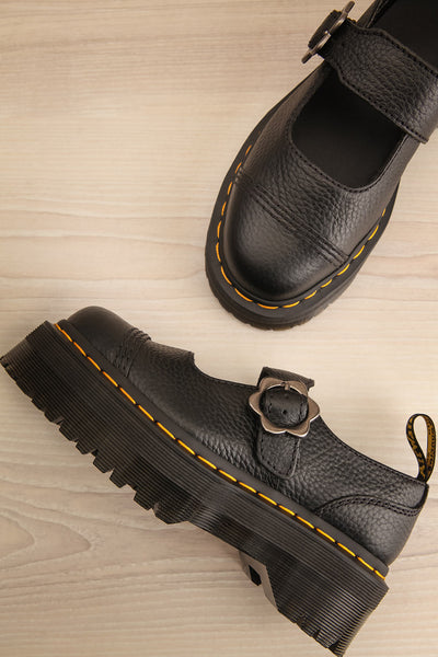 Addina Flower Buckle Leather Platform Shoes | La petite garçonne flat view