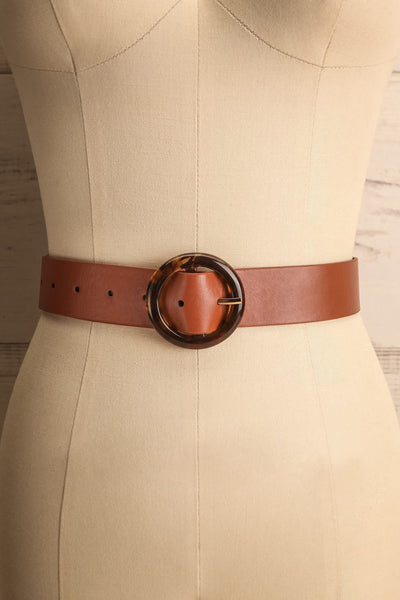 Addo Brown Faux Leather Belt with Amber Buckle | La Petite Garçonne 1