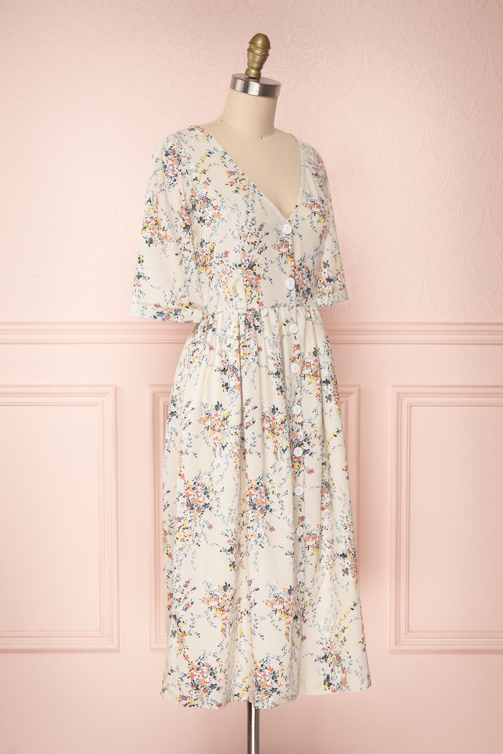 Adeeba Light Sage Floral Button-Up A-Line Dress | Boutique 1861 3