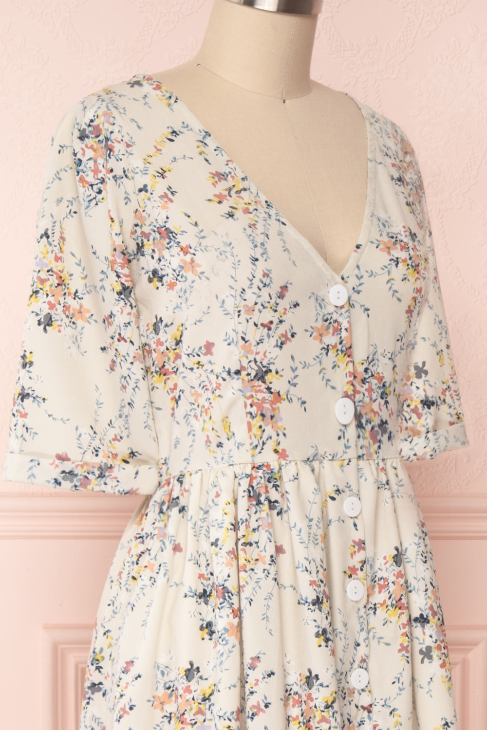 Adeeba Light Sage Floral Button-Up A-Line Dress | Boutique 1861 4