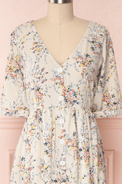 Adeeba Light Sage Floral Button-Up A-Line Dress | Boutique 1861 2