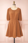 Adelais Brown Corduroy A-Line Short Dress | Boutique 1861 front view
