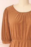 Adelais Brown Corduroy A-Line Short Dress | Boutique 1861 front close-up