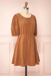 Adelais Brown Corduroy A-Line Short Dress | Boutique 1861 side view