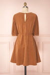 Adelais Brown Corduroy A-Line Short Dress | Boutique 1861 back view
