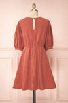 Adelais Mauve Ribbed A-Line Short Dress | Boutique 1861 back view