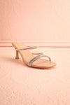 Adele Beige Slip-on Sparkly Heeled Sandals | Boudoir 1861 front vie