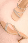 Adele Beige Slip-on Sparkly Heeled Sandals | Boudoir 1861 flat view