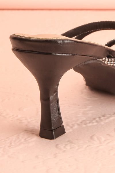Adele Black Slip-on Sparkly Heeled Sandals | Boudoir 1861 back close-up