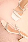 Adele White Slip-on Sparkly Heeled Sandals | Boudoir 1861