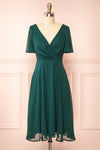 Adelie Green V-neck Chiffon Midi Dress | Boutique 1861 front view