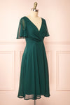 Adelie Green V-neck Chiffon Midi Dress | Boutique 1861 side view