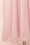 Adelie Lilac V-neck Chiffon Midi Dress | Boutique 1861 bottom close-up