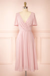 Adelie Lilac V-neck Chiffon Midi Dress | Boutique 1861 front view