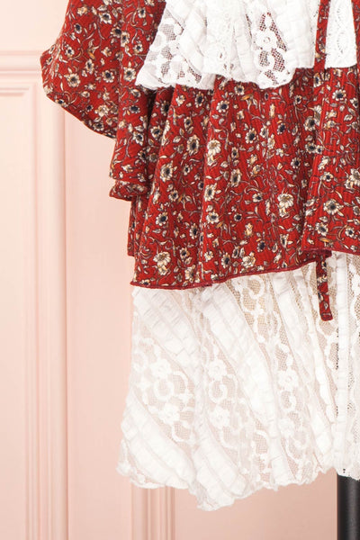 Adeline Burgundy & White Lace Dress | Robe | Boutique 1861 bottom close-up