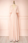 Adelphia Blush Pink Short Sleeve Chiffon Maxi Dress | Boutique 1861  plus