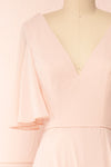 Adelphia Blush Pink Short Sleeve Chiffon Maxi Dress | Boutique 1861 front close-up